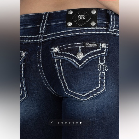 Miss Me Saddle Border Stitch Signature Skinny Jeans Dark Wash size 30 - Picture 4 of 16